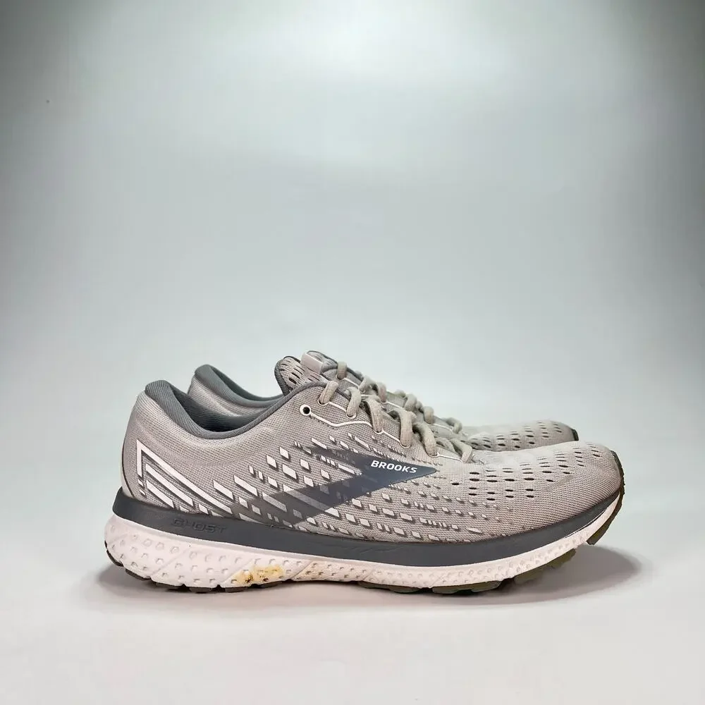 Brooks Ghost 13 Gray Silver Lace Road Running Shoes 1203381B051 Women's Size 9.5